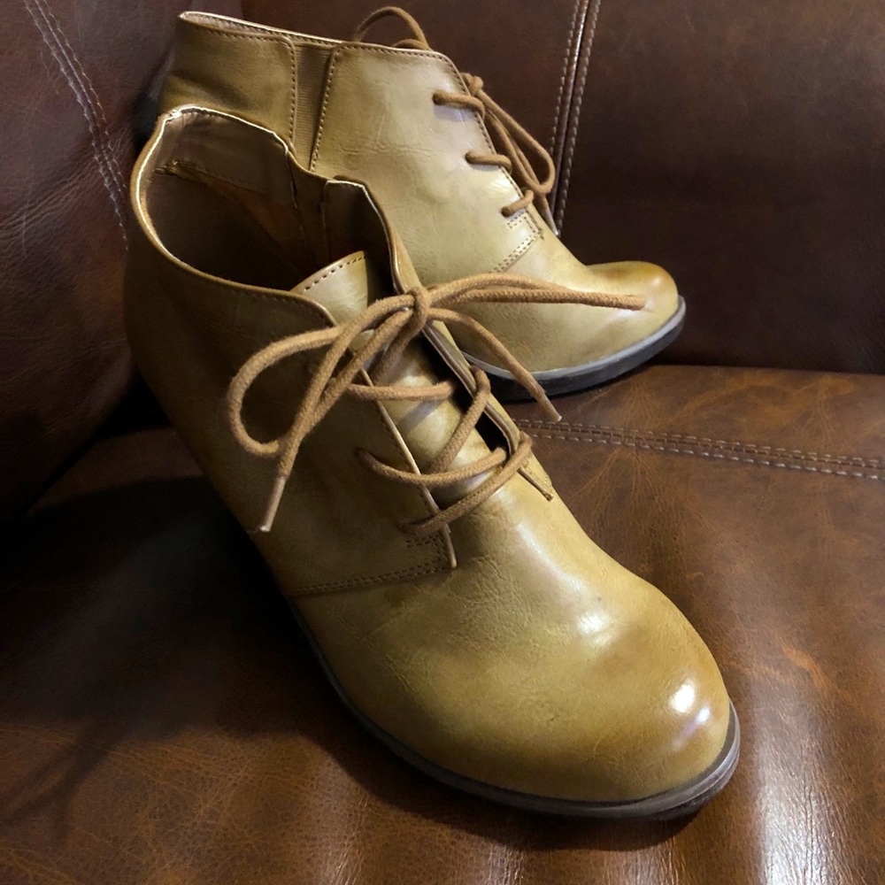 Lace Up Tan Booties